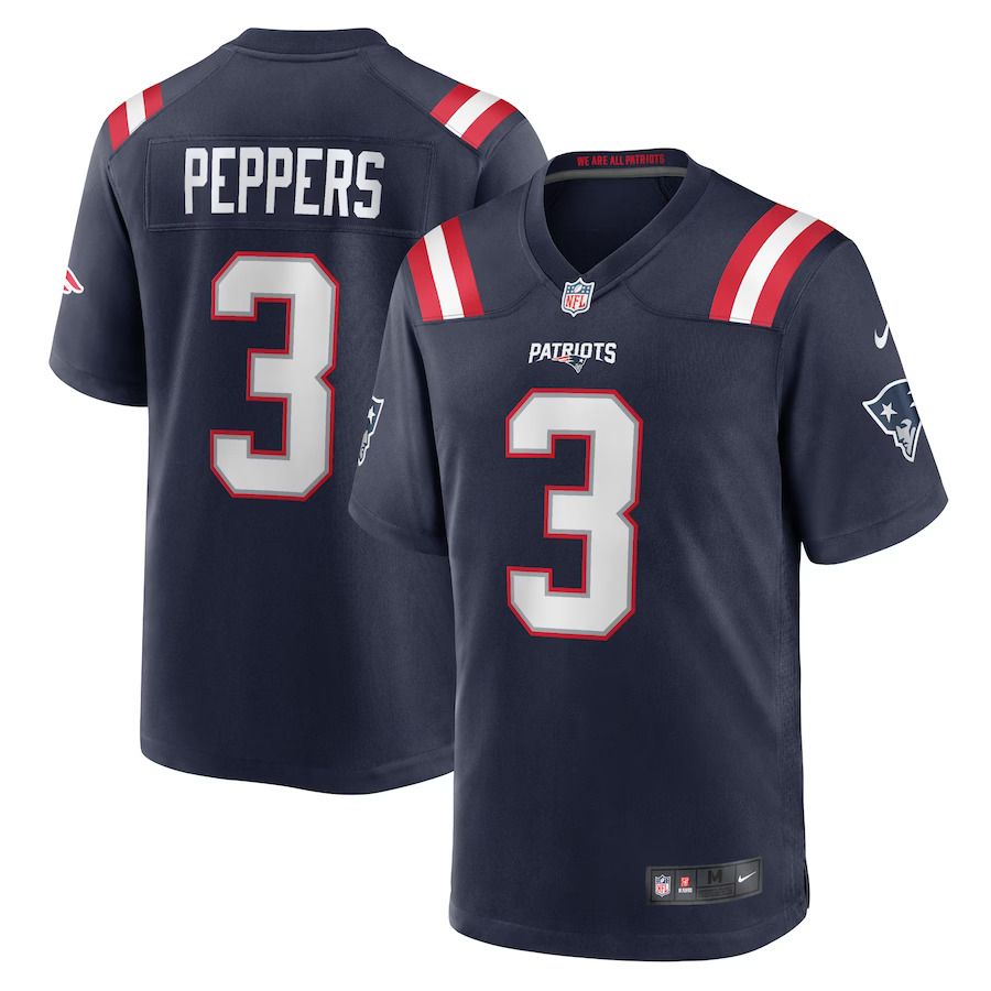 Men New England Patriots 3 Jabrill Peppers Nike Navy Game NFL Jersey